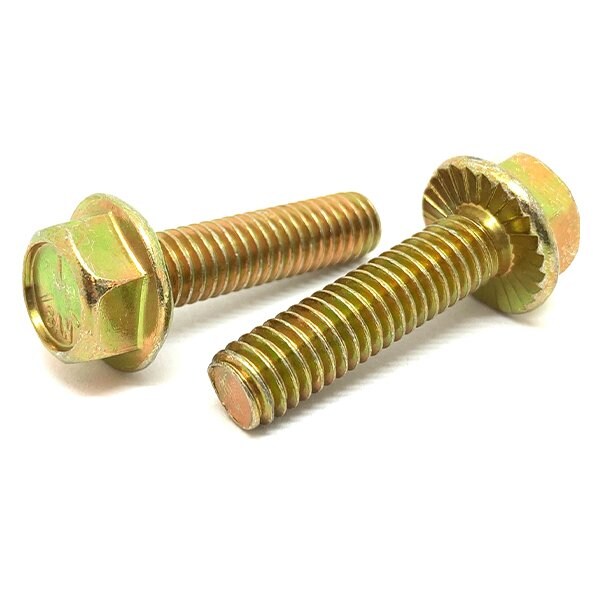 Boltsandnuts.Com Grade 5, 1/4"-20 Flange Bolt, Zinc Yellow 1 in L, 2000 PK 25C100SFS5Y-2000 - main